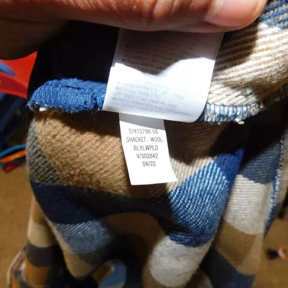 Old Navy Coat Womens Size M Brown Blue Plaid Shacket Button Up Soft Fuzzy Jacket - Picture 8 of 8